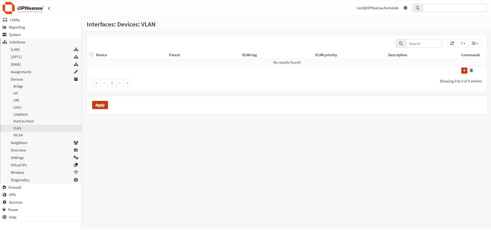 Navigating to create VLAN Interface on OPNSense